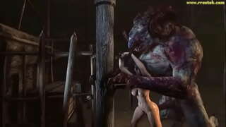 3D чудовиште прави девојки стомак булбус